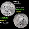 Image 1 : 1924-p Peace Dollar $1 Grades GEM Unc