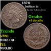 1876 Indian Cent 1c Grades vf details
