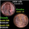 Image 1 : 1909 vdb Lincoln Cent 1c Grades Gem+ Unc RB