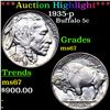 ***Auction Highlight*** 1935-p Buffalo Nickel 5c Grades GEM++ Unc (fc)