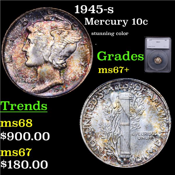 1945-s Mercury Dime 10c Grades Gem++ Unc BY SEGS.