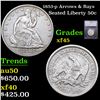 Image 1 : 1853-p Arrows & Rays Seated Half Dollar 50c Grades xf+ BY SEGS
