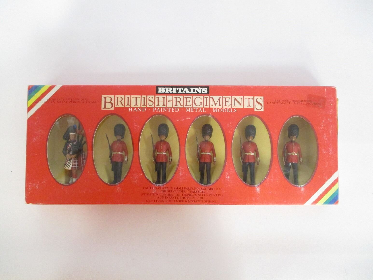 A Britains Metal Models Hand Painted Scots Guards Drum and Bugle Set A Britains Metal Models Hand Painted Scots Guards Drum and Bugle Set
