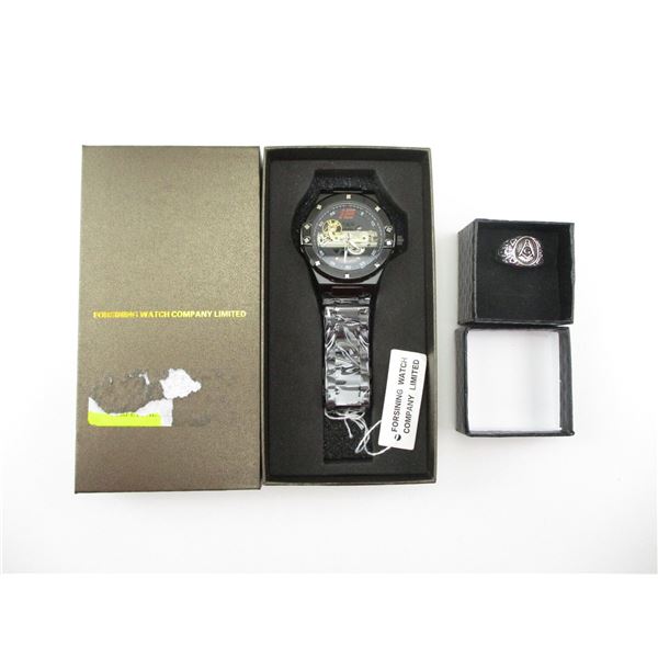 FORSINING WATCH & FREEMASON RING