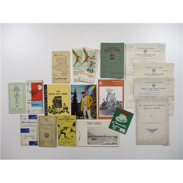 ASSORTED VINTAGE HUNTING, FISHING, CAMPING, ETC., REGULATIONS BOOKLETS LOT