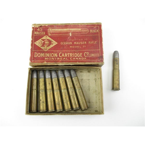COLLECTIBLE DOMINION .43 MAUSER AMMO