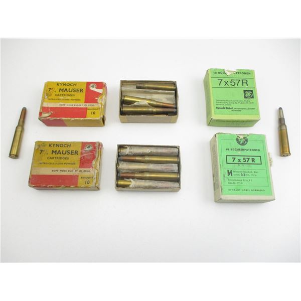 ASSORTED 7MM MAUSER AND 7X57R AMMO