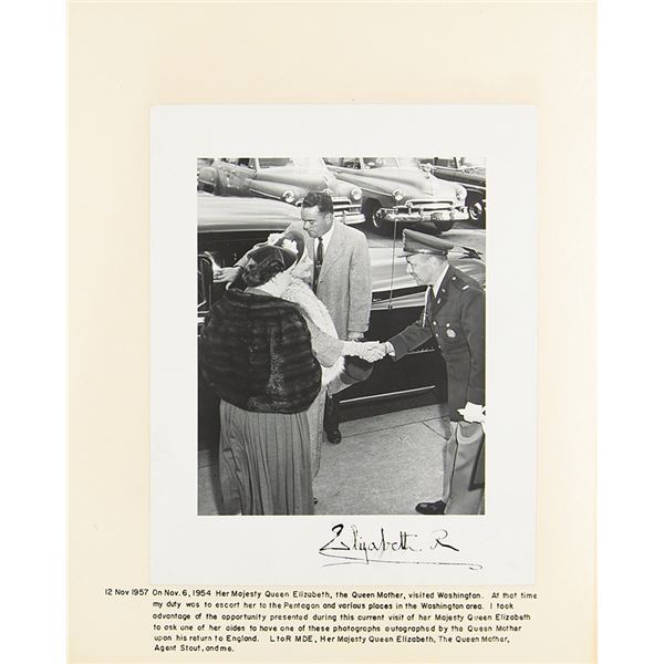 Elizabeth, Queen Mother Signed Photograph in Scrapbook