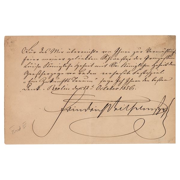 King Frederick William IV of Prussia Letter Signed