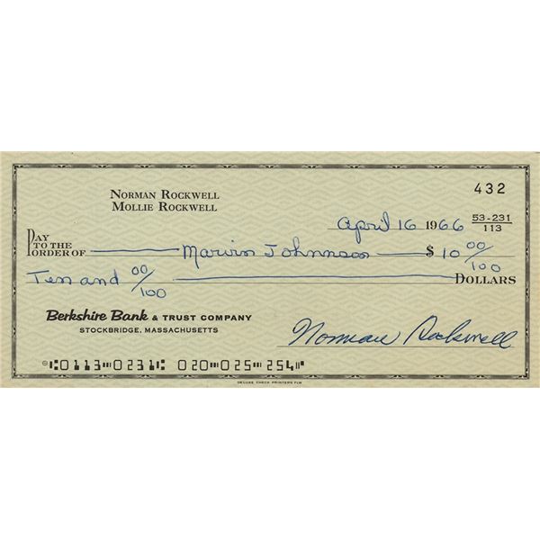 Norman Rockwell Signed Check
