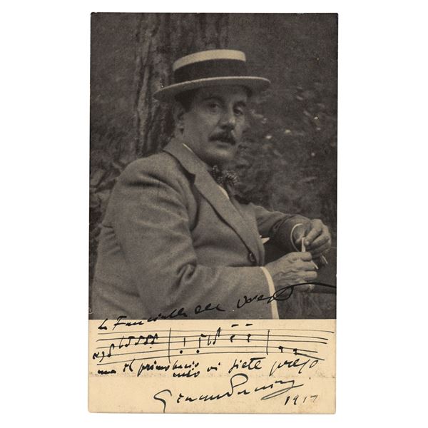 Giacomo Puccini Signed Photograph with Musical Quotation