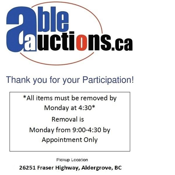 ALL ITEMS MUST BE REMOVED MONDAY FROM 9AM TO 4:30PM