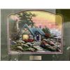 Image 2 : FRAMED PRINT BY THOMAS KINKADE TITLED "COTTAGE BY THE SEA"
