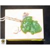 Image 1 : JADE FROG NECKLACE ON 30" SILVER CHAIN IN WOOD BO