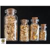 Image 1 : LOT OF 4 GOLD FOIL FLAKES IN GLASS BOTTLES