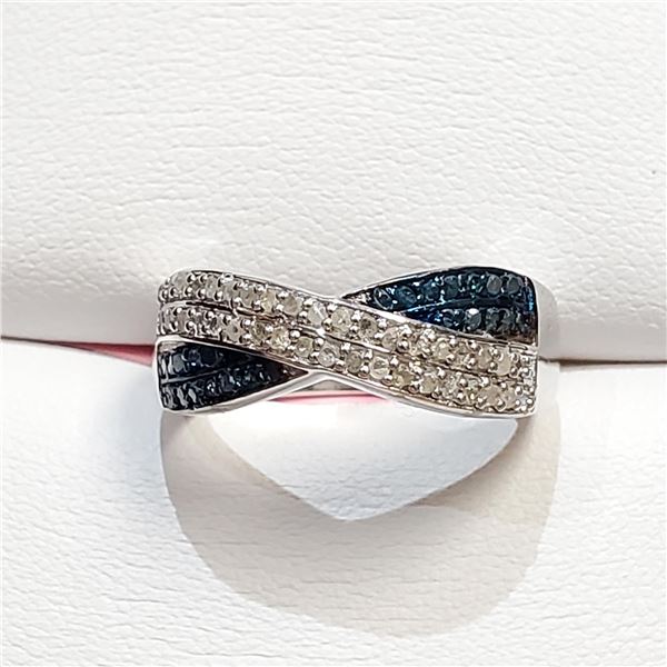 S110-102 SILVER BLUE DIAMOND RING