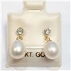 Image 1 : S110-108 14K PEARL/AQUAMARINE EARRINGS