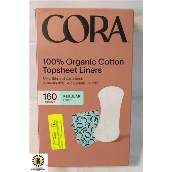 CORA 100% ORGANIC COTTON 160 TOPSHEET LINERS