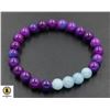 Image 1 : #183-NATURAL BLUE AQUARMARINE,SUGILITE  BRACELET