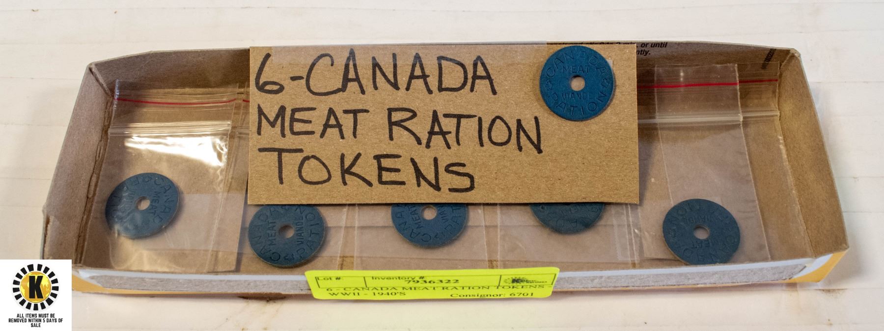 Meat Ration Token 6 - CANADA MEAT RATION TOKENS - WWII - 1940'S