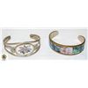 Image 1 : 2 MOTHER OF PEARL/ABALONE INLAID MEXICAN SILVER
