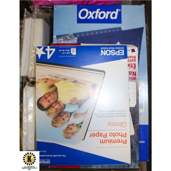 FLAT OF ASSORTED PHOTO PAPER & OFFICE PRODUCTS