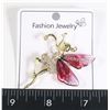 Image 1 : NEW PINK WING RHINESTONE FAIRY BROOCH