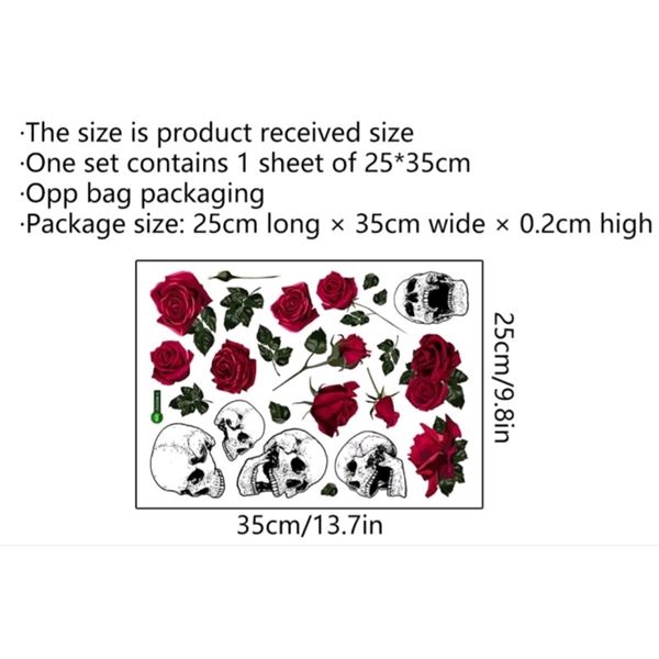 NEW SKULL AND ROSES WALL STICKERS