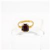 Image 1 : 10 KT 1/20 RING WITH RED GARNET - SIZE 2