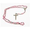 Image 1 : PINK BEADED ROSARY WITH SILVER CRUCIFIX