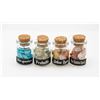 4 GLASS JARS OF GEMSTONES INCLUDES: PREHNITE,