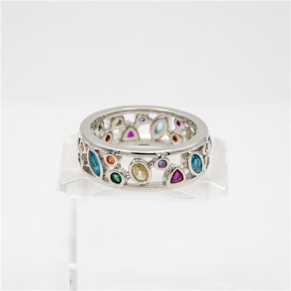 NEW 23 GEMSTONE RING SIZE 9.5 WIDE BAND