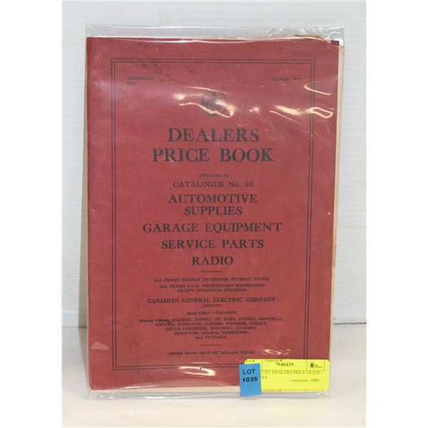 1928 AUTO. DEALERS PRICE GUIDE - SUPPLIES