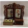 Image 1 : WOODEN PICTURE FRAME 4" X 6" & 2 TRINKET BOXES