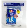 Image 1 : WHITE CREW SOCKS,SIZE 6-12,6-PACK