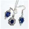 Image 1 : NEW EARRING NECKLACE PENDANT SET ROYAL BLUE-