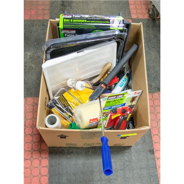 LARGE BOX OF NEW ASSORTED PAINTING SUPPLIES