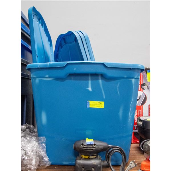 BUNDLE OF 4 BLUE RUBBERMAID STORAGE TOTES