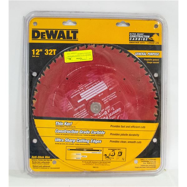 DEWALT 12  32 TOOTH THIN KERF GENERAL PURPOSE