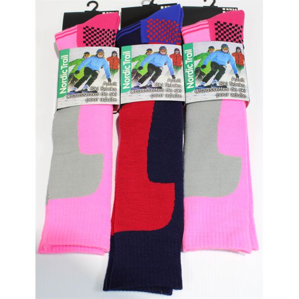 3 PAIRS NORDIC TRAIL ADULT SKI SOCKS