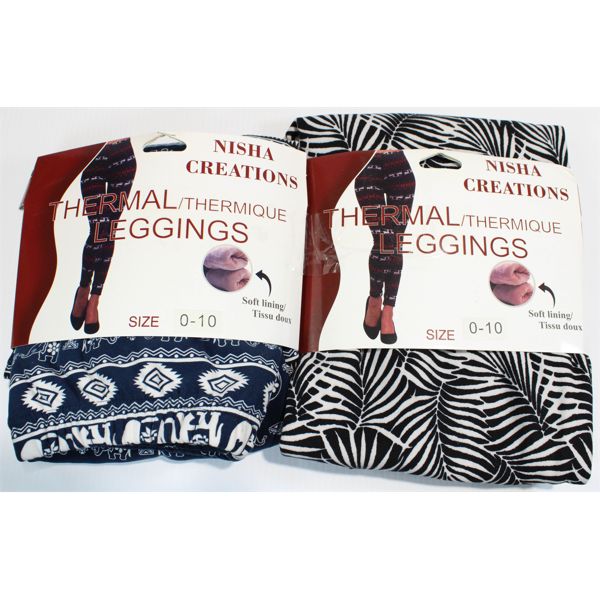 2 PAIRS NISHA CREATIONS THERMAL LEGGINGS SIZE 0-10