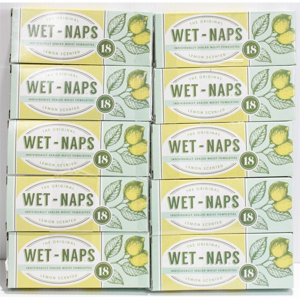 10 PACKS OF LEMON SCENTED WET NAPS