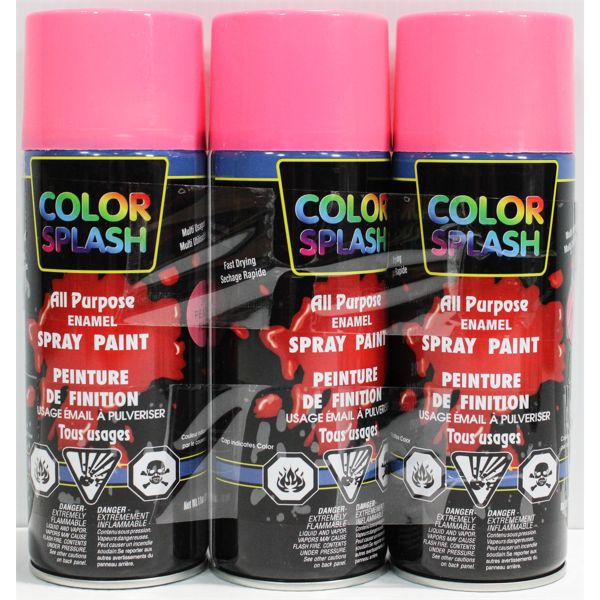 3 CANS COLOR SPLASH ENAMEL SPRAY PAINT, PINK