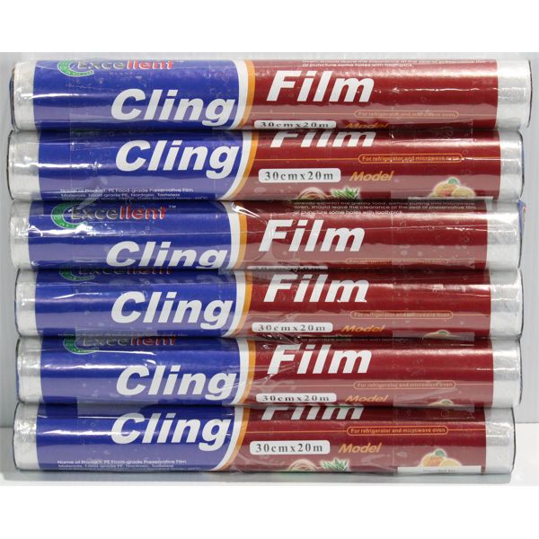 6 ROLLS CLING FILM 30CM X 20M