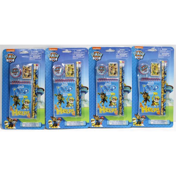 4 PACKS OF KIDS PAW PATROL 5 PIECE STATIONARY SETS