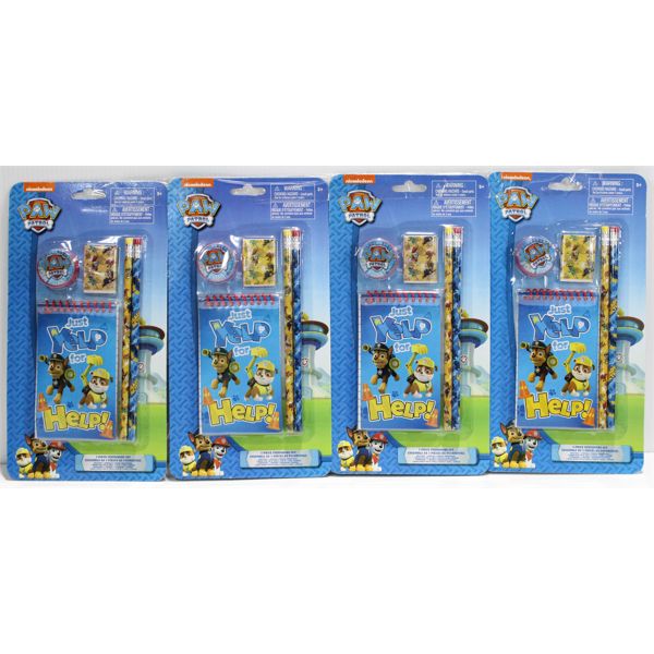 4 PACKS OF KIDS PAW PATROL 5 PIECE STATIONARY SETS