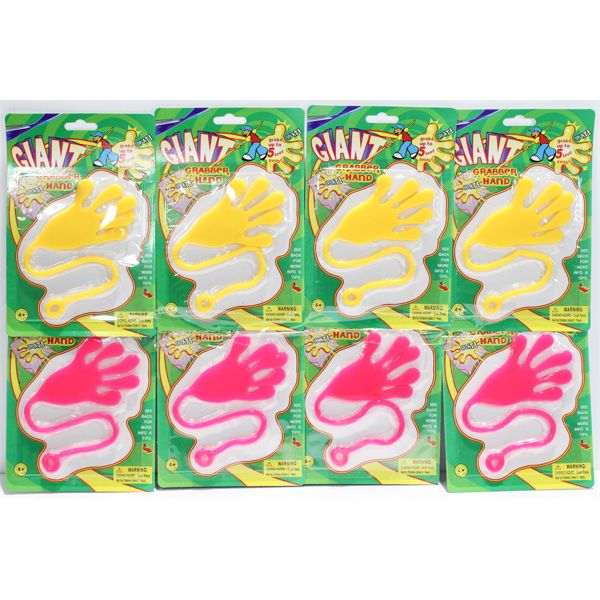 8 GIANT GRABBER HANDS NOVELTY TOY - 4 PINK, 4 YELLOW