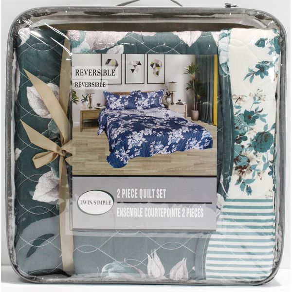 REVERSIBLE 2 PIECE TWIN QUILT SET