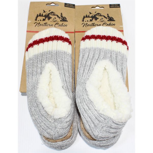 2 PAIRS NORTHERN CABIN INSULATED SLIPPERS