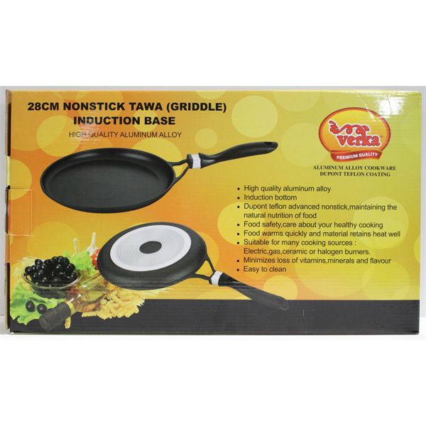 VERKA 28CM NON-STICK GRIDDLE (TAWA) W/INDUCTION BASE